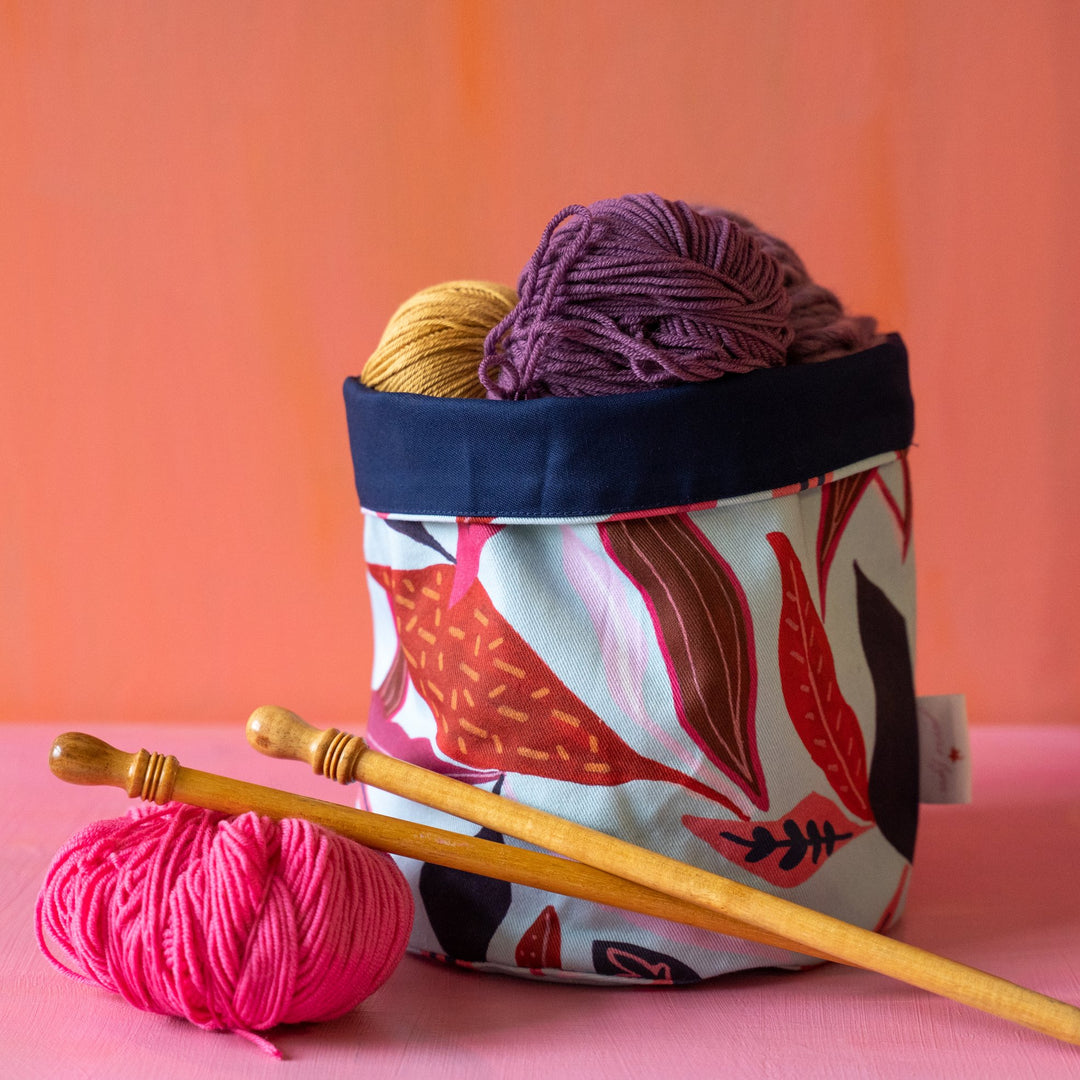 Palm Lily fabric storage basket