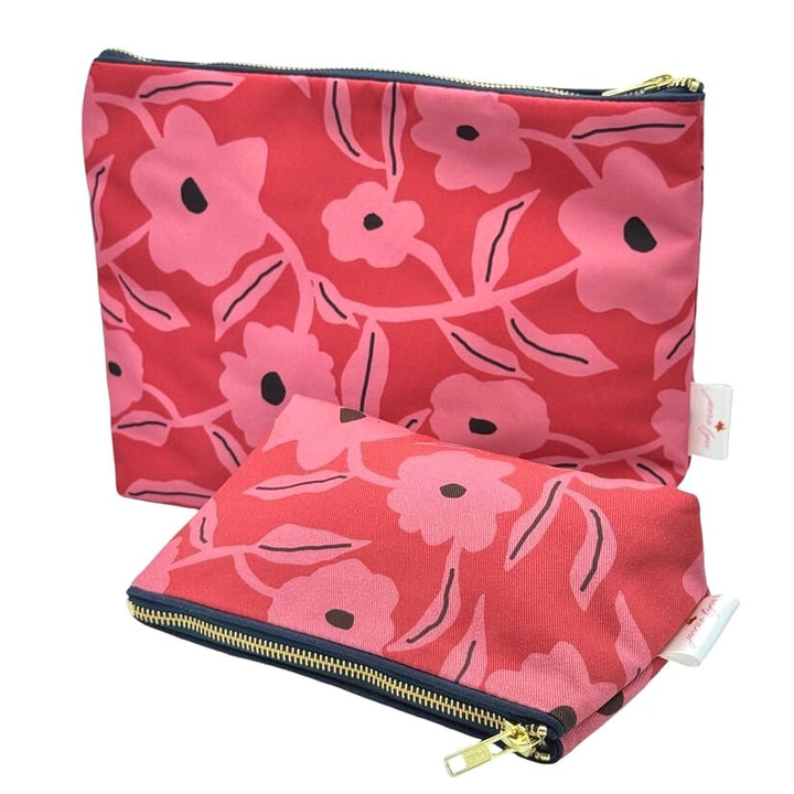 Kyoto Pink Makeup Bag Gift Set featuring large toiletry bag and small makeup bag