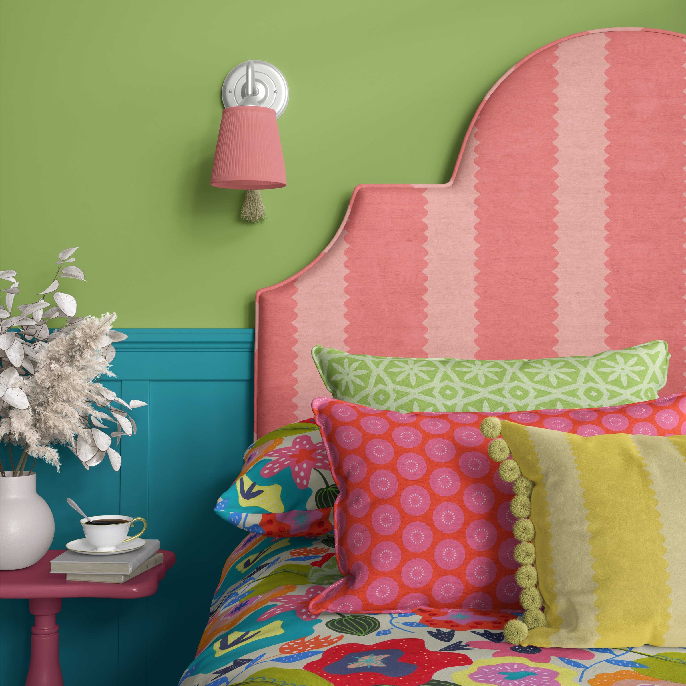 Colorful floral patterned fabric perfect for vibrant upholstery projects.