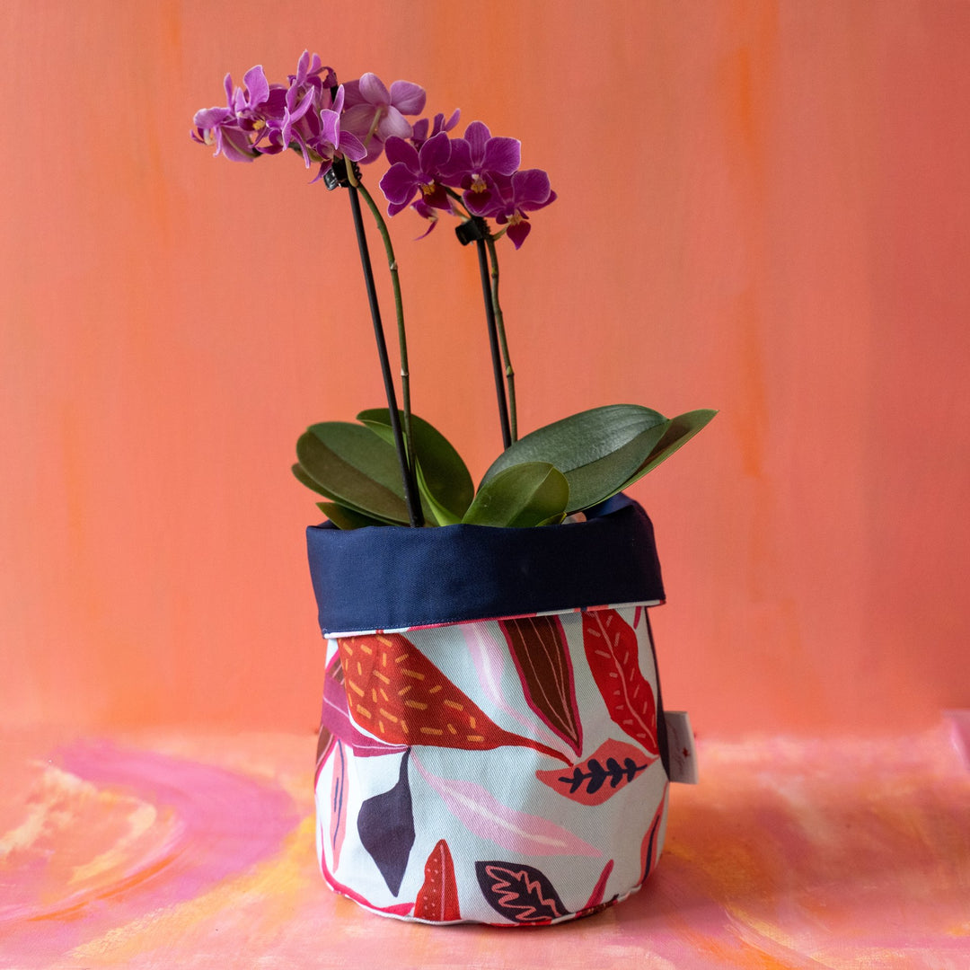 Palm Lily fabric storage basket