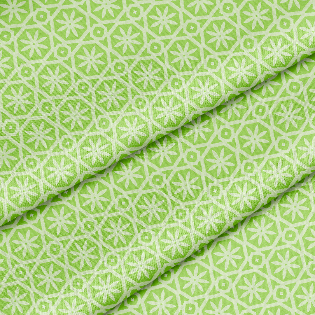 Flower Trellis Green Fabric