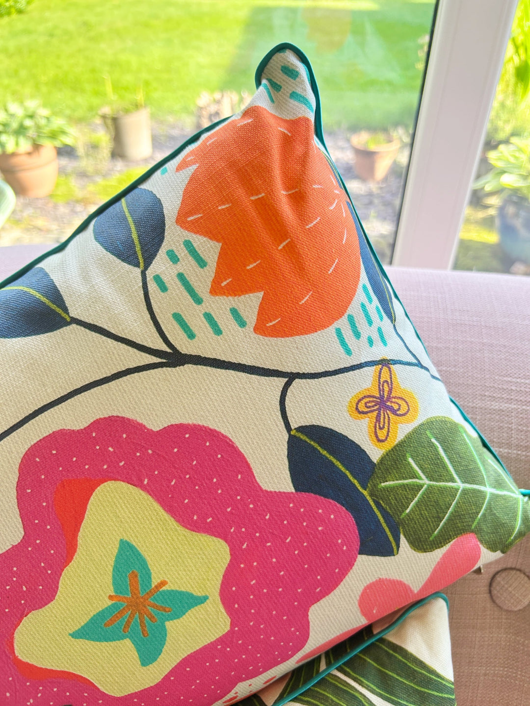 Indian Summer Pink cushion-as seen on BBC One 'Make It At Market'