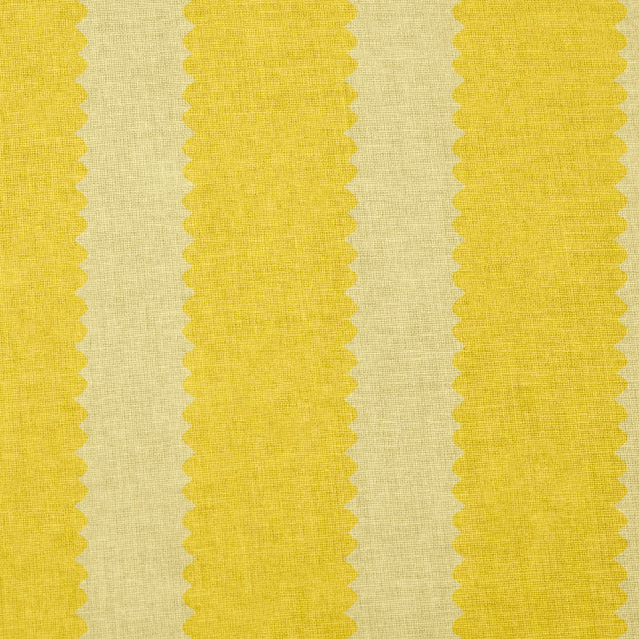 Yellow scallop stripe cotton fabric swatch