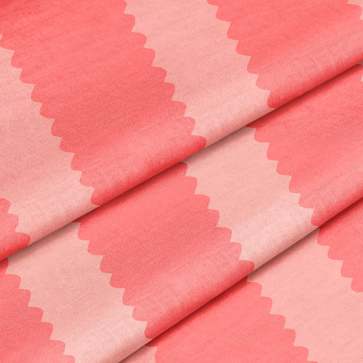 Peony Pink Scallop Stripe Fabric