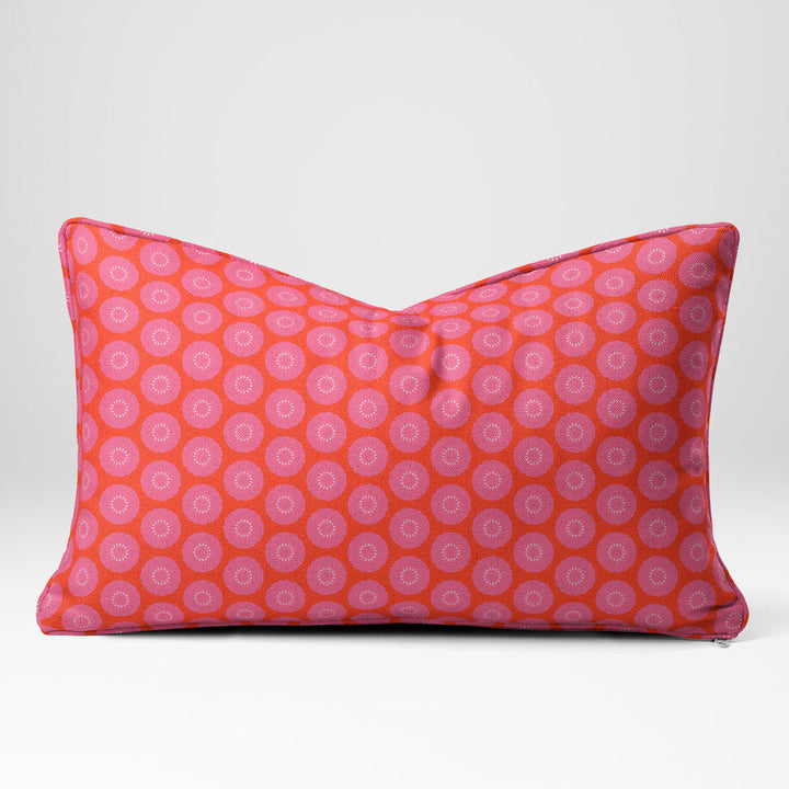Rectangle organic cotton cushion in pink and red floral fabric